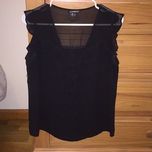 Black Sheer V-Neck Express Top